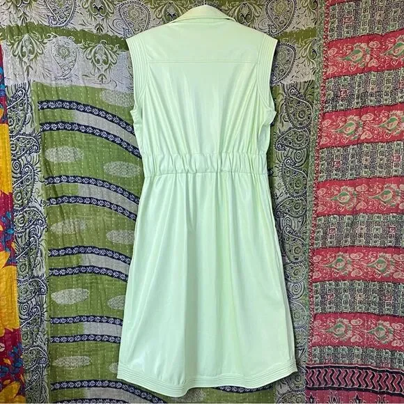NWT House of Harlow 1960 Lime Green Vegan Leather Midi Shirt Dress Size Medium - Picture 2 of 16